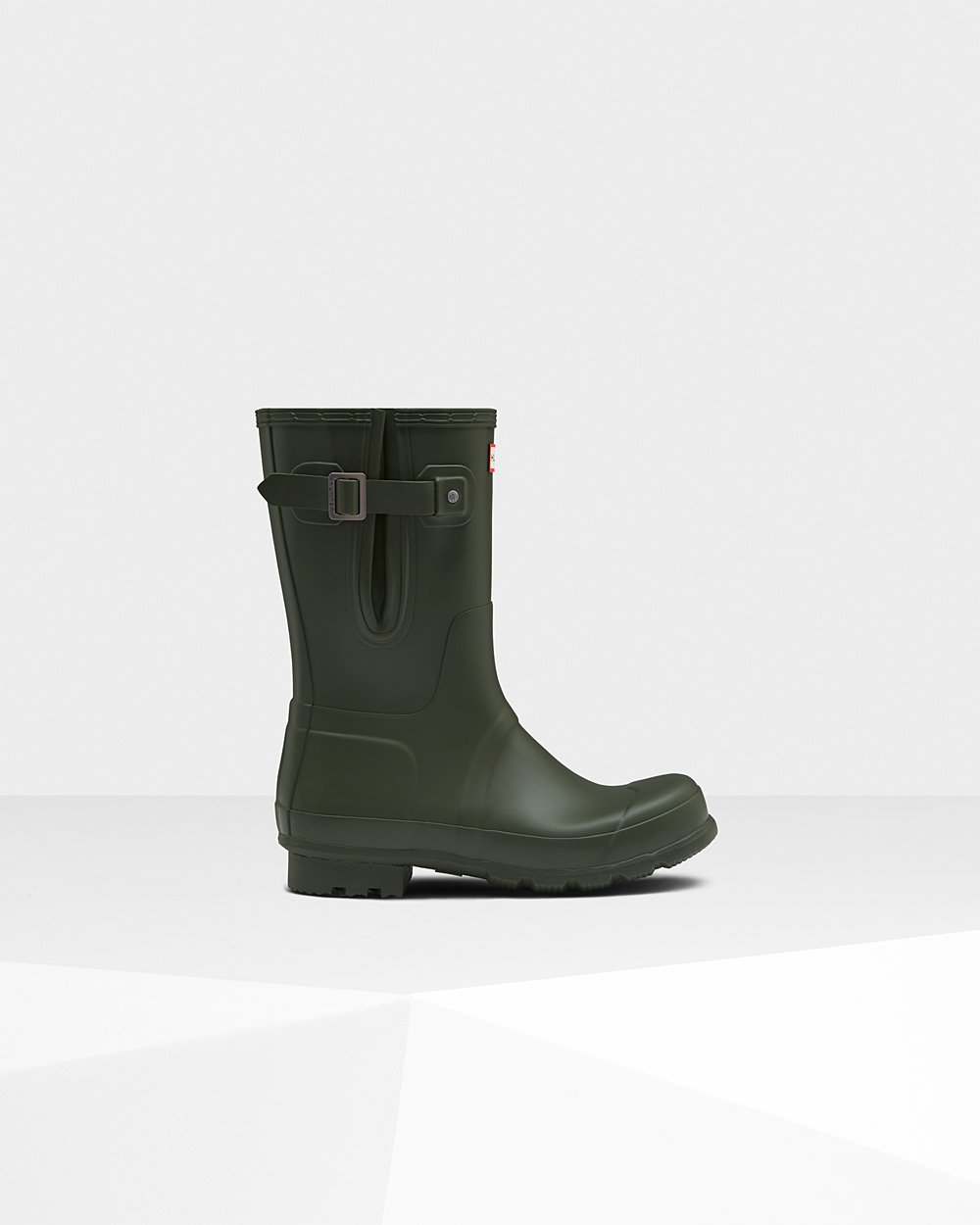 Botas de Lluvia Cortas Hunter Hombre - Original Side Adjustable - Verde Oscuro Oliva - SLUDOKA-01